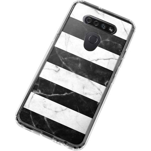 Black and White Striped Marble LG K51/Q51 Clear Case