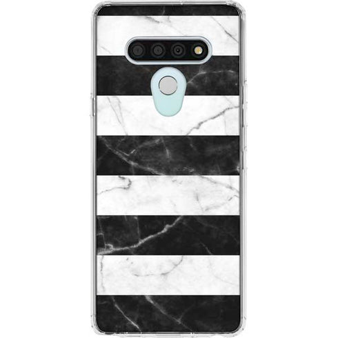 Black and White Striped Marble LG Stylo 6 Clear Case