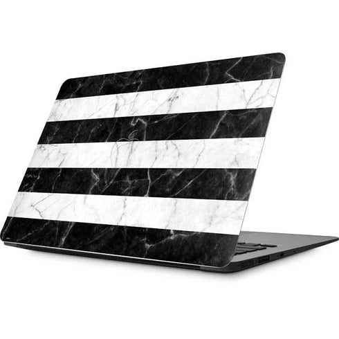Black and White Striped Marble Apple MacBook Skin