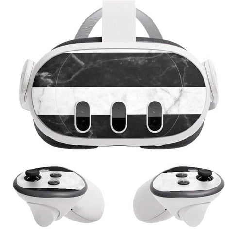 Black and White Striped Marble Meta Quest 3 Skin