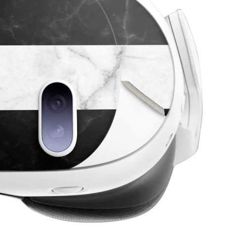 Black and White Striped Marble Meta Quest 3 Skin