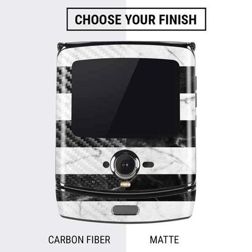 Black and White Striped Marble Motorola RAZR Skin