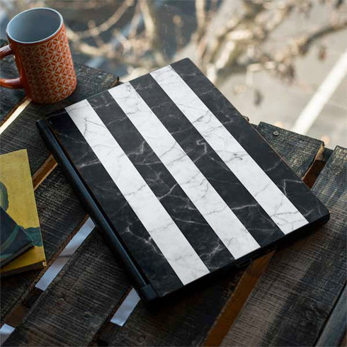 Black and White Striped Marble MSI GS65 Stealth Laptop Skin