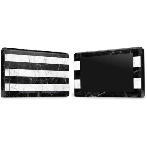 Black and White Striped Marble Nintendo Switch Bundle Skin