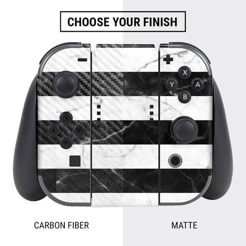 Black and White Striped Marble Nintendo Switch Bundle Skin