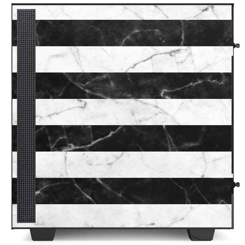Black and White Striped Marble NZXT H510 Compact ATX Mid-Tower Case Skin