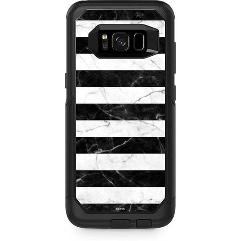 Black and White Striped Marble Otterbox Commuter Galaxy Skin