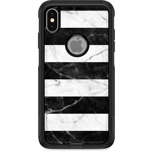 Black and White Striped Marble Otterbox Commuter iPhone Skin