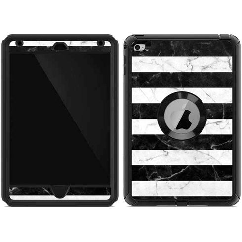 Black and White Striped Marble Otterbox Defender iPad Skin