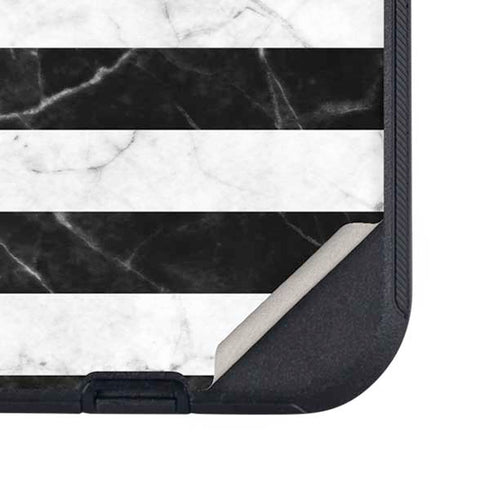 Black and White Striped Marble Otterbox Defender iPhone Skin
