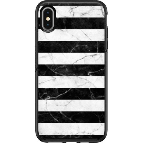 Black and White Striped Marble Otterbox Symmetry iPhone Skin