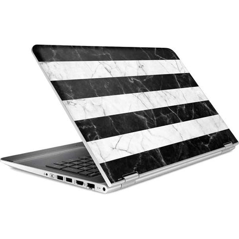 Black and White Striped Marble HP Pavilion Skin