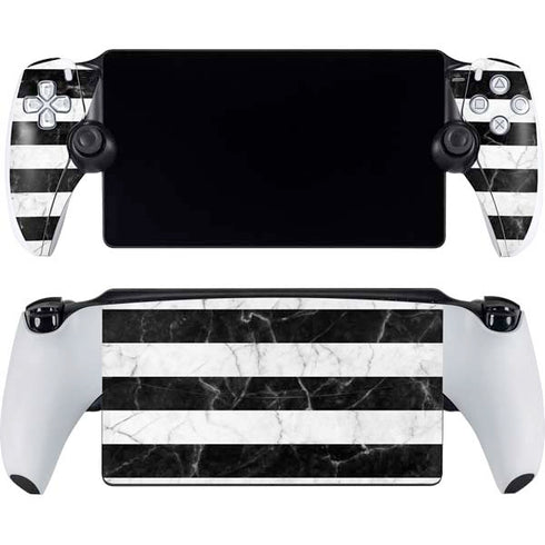 Black and White Striped Marble PlayStation Portal Remote Player Skin