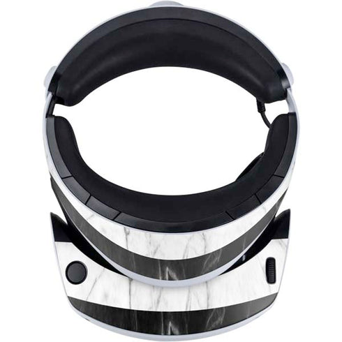 Black and White Striped Marble PlayStation VR2 Skin