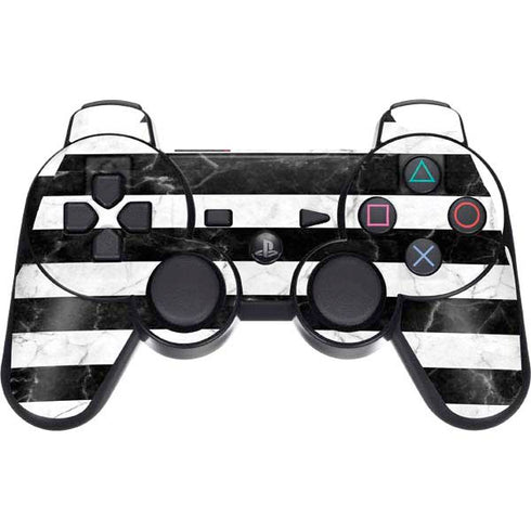 Black and White Striped Marble PS3 Dual Shock wireless controller Skin