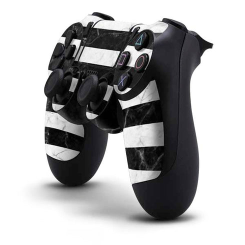 Black and White Striped Marble PS4 Controller Skin