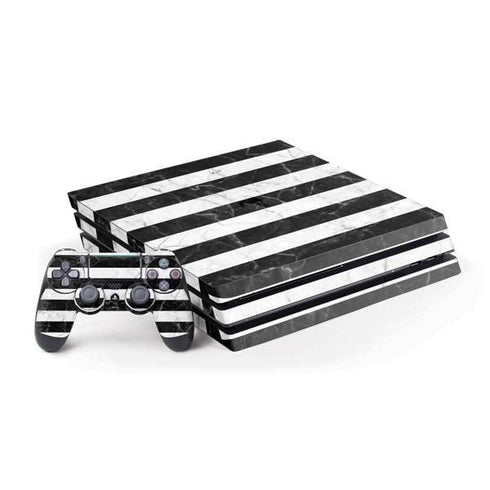 Black and White Striped Marble PS4 Pro Bundle Skin