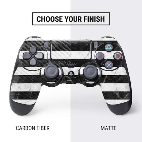 Black and White Striped Marble PS4 Pro/Slim Controller Skin