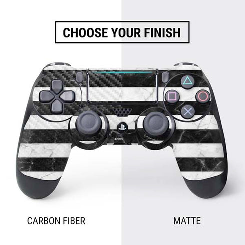 Black and White Striped Marble PS4 Slim Bundle Skin
