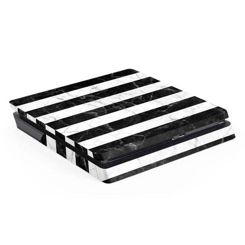 Black and White Striped Marble PS4 Slim Skin