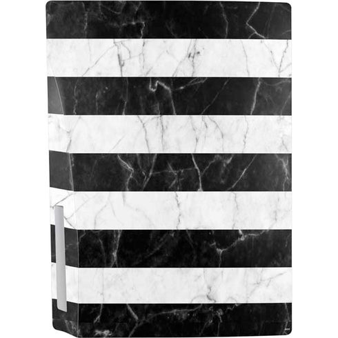 Black and White Striped Marble PS5 Console Skin