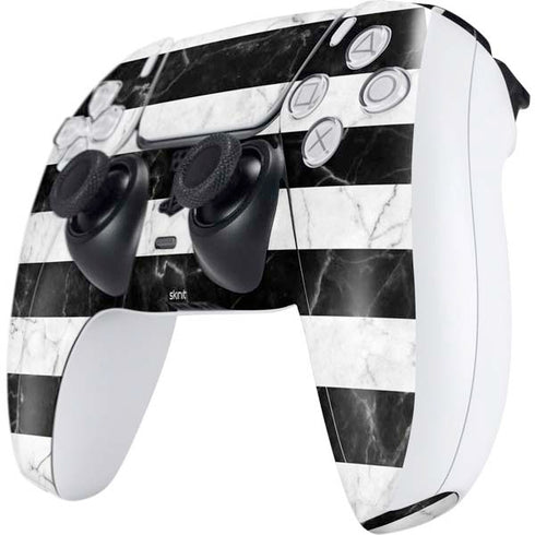 Black and White Striped Marble PS5 Controller Skin