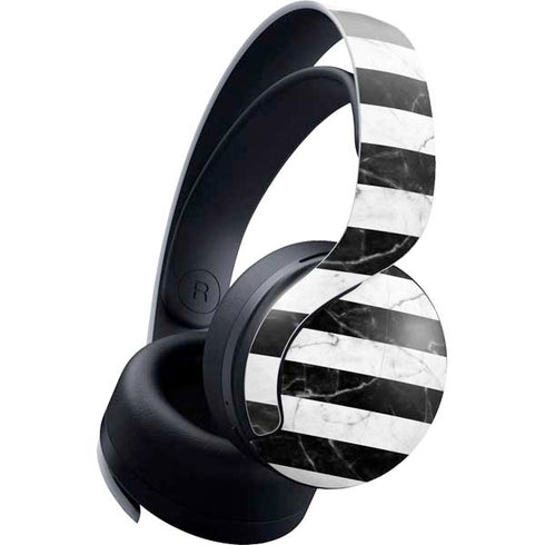 Black and White Striped Marble PULSE 3D Wireless Headset for PS5 Skin