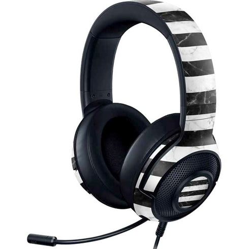 Black and White Striped Marble Razer Kraken X Skin
