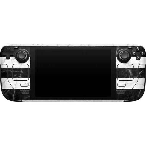Black and White Striped Marble Steam Deck Handheld Gaming Computer Skin