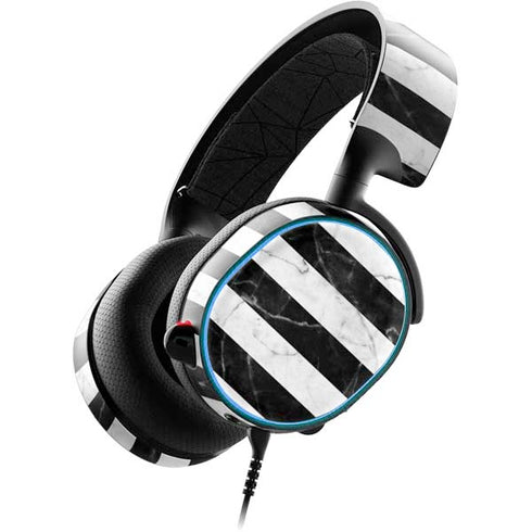 Black and White Striped Marble SteelSeries Arctis 3 Skin