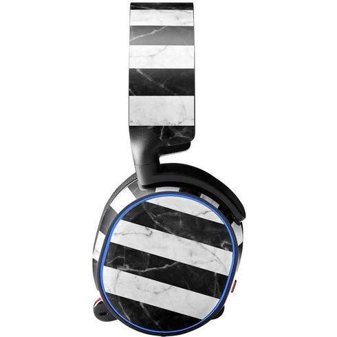 Black and White Striped Marble SteelSeries Arctis 3 Skin
