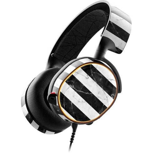 Black and White Striped Marble SteelSeries Arctis 5 Skin