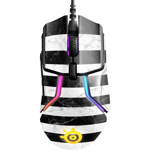 Black and White Striped Marble SteelSeries Rival 600 Gaming Mouse Skin