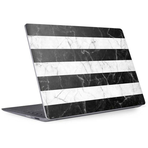 Black and White Striped Marble Surface Laptop 2 Skin