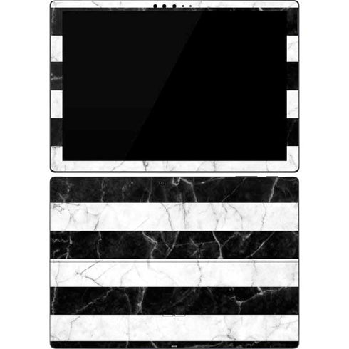 Black and White Striped Marble Surface Pro 7 Skin