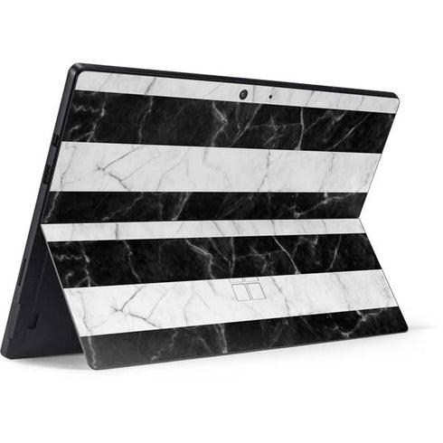 Black and White Striped Marble Surface Pro 7 Skin