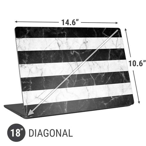 Black and White Striped Marble Universal Laptop 18in (14.6 x 10.6in) Skin