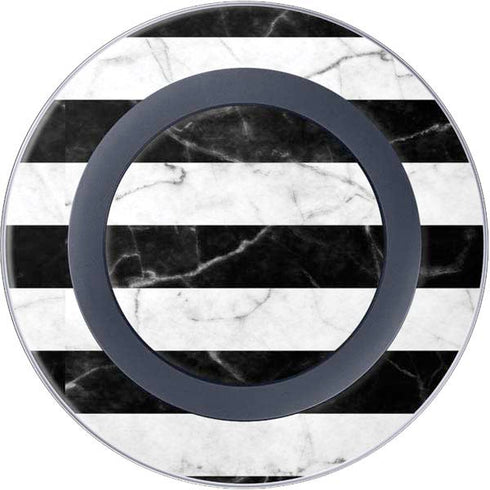 Black and White Striped Marble Wireless Charger Skin