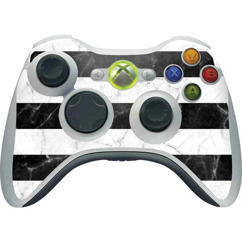 Black and White Striped Marble Xbox 360 Wireless Controller Skin
