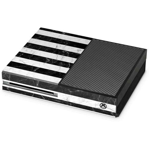 Black and White Striped Marble Xbox One Console Skin