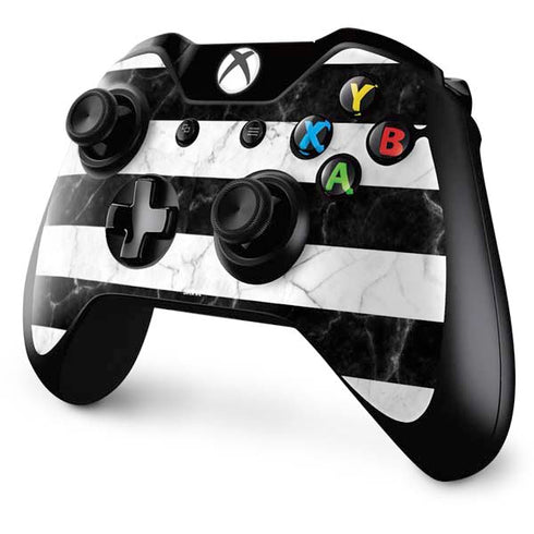 Black and White Striped Marble Xbox One Controller Skin