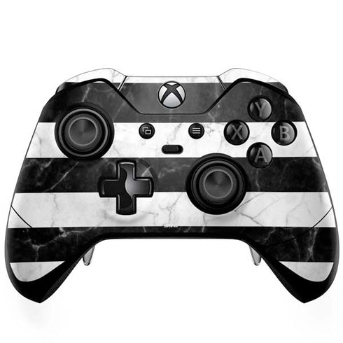 Black and White Striped Marble Xbox One Elite Controller Skin