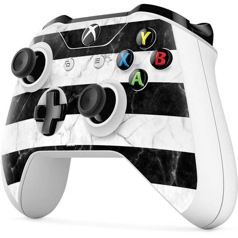 Black and White Striped Marble Xbox One S All-Digital Edition Bundle Skin