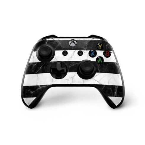 Black and White Striped Marble Xbox One X Controller Skin