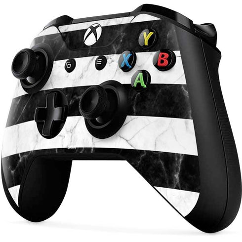 Black and White Striped Marble Xbox One X Controller Skin