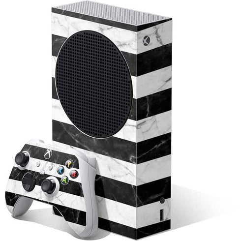 Black and White Striped Marble Xbox Series S Skins