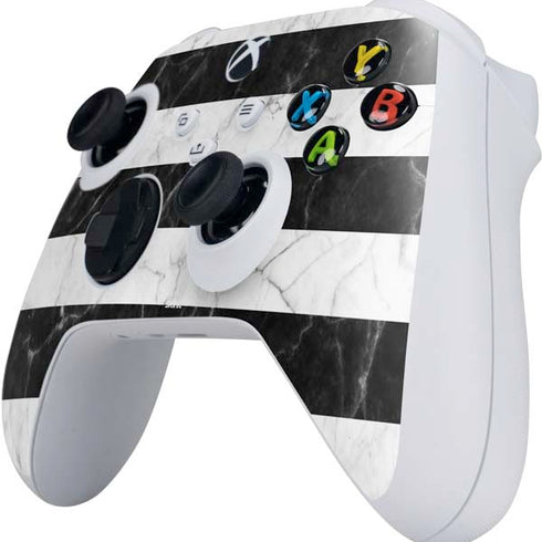 Black and White Striped Marble Xbox Series S Controller Skin