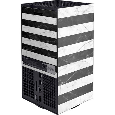 Black and White Striped Marble Xbox Series X Console Skin