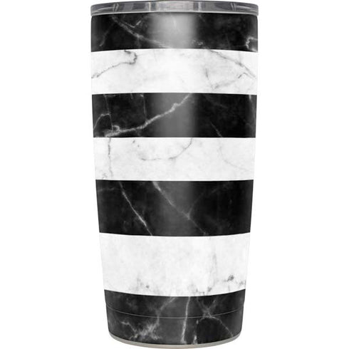 Black and White Striped Marble Yeti 20oz Tumbler Skin