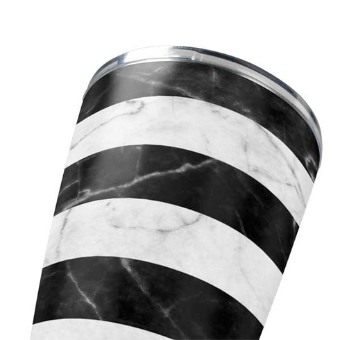Black and White Striped Marble Yeti 20oz Tumbler Skin